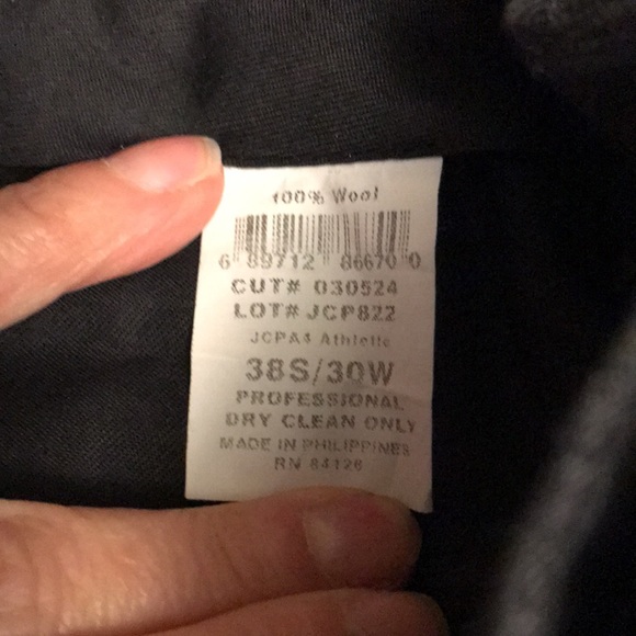 Mens Wool Dress Pants, Pleated, Charcoal Pinstripe, Size 30 x 27 - Picture 5 of 6